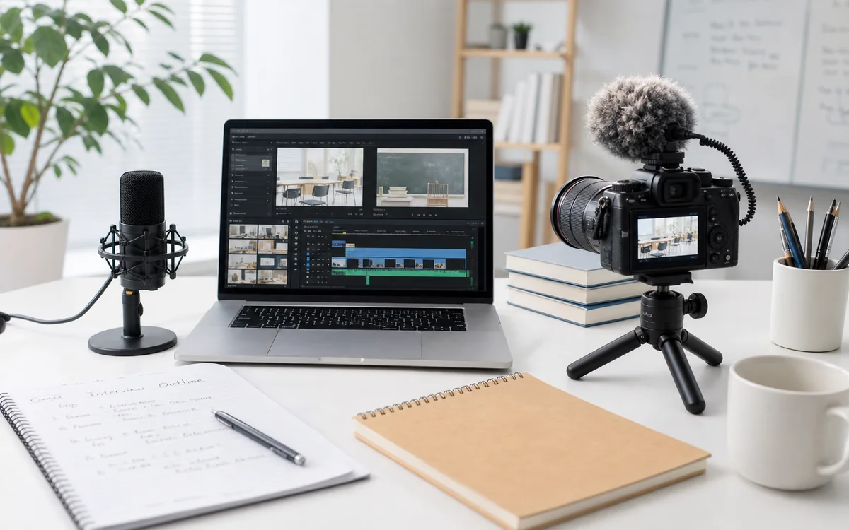 教育事業のYouTube運用とインタビュー制作のイメージ